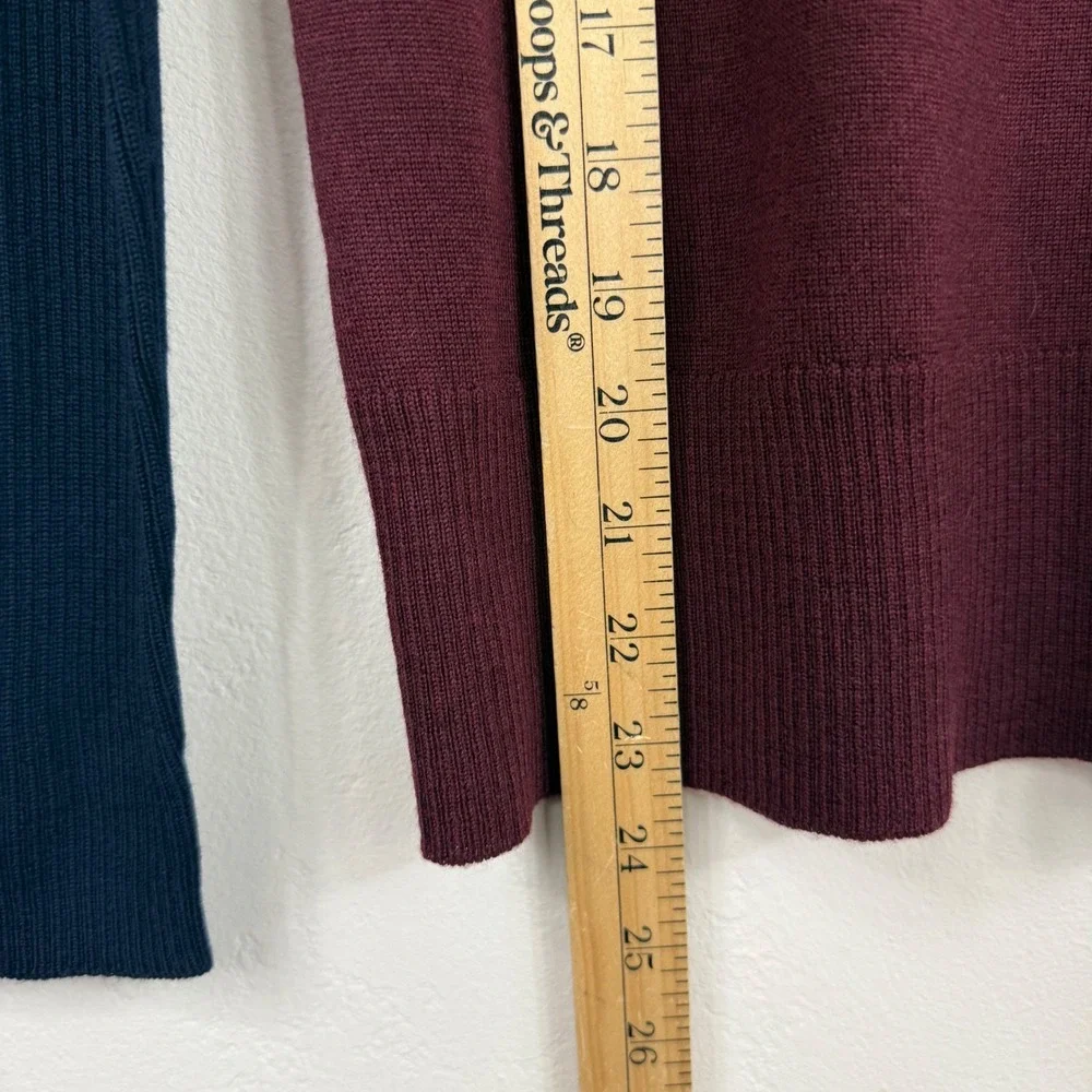 Pendleton Merino Wool Turtleneck Sweater Colorblock Burgundy Navy Preppy P S